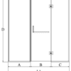 Alcove shower screen Hietakari Vetro 524 – dimension drawing