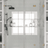 Alcove shower screen Hietakari Vetro 532, brass fittings, clear glass