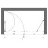 Alcove shower screen Hietakari Vetro 532 – dimension drawing
