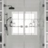 Alcove shower screen Hietakari Vetro 534, black fittings, clear glass
