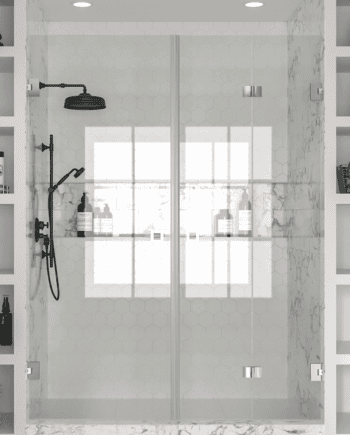 Alcove shower screen Hietakari Vetro 535, chrome fittings, clear glass
