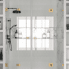 Alcove shower screen Hietakari Vetro 538, brass fittings, clear glass