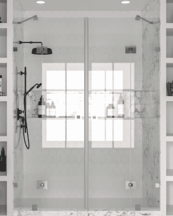 Alcove shower screen Hietakari Vetro 539, chrome fittings, clear glass