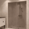 Alcove shower screen Hietakari Vetro 549, brass fittings, bronze tinted glass Alcove shower screen Hietakari Vetro 549, brass fittings, bronze tinted glass