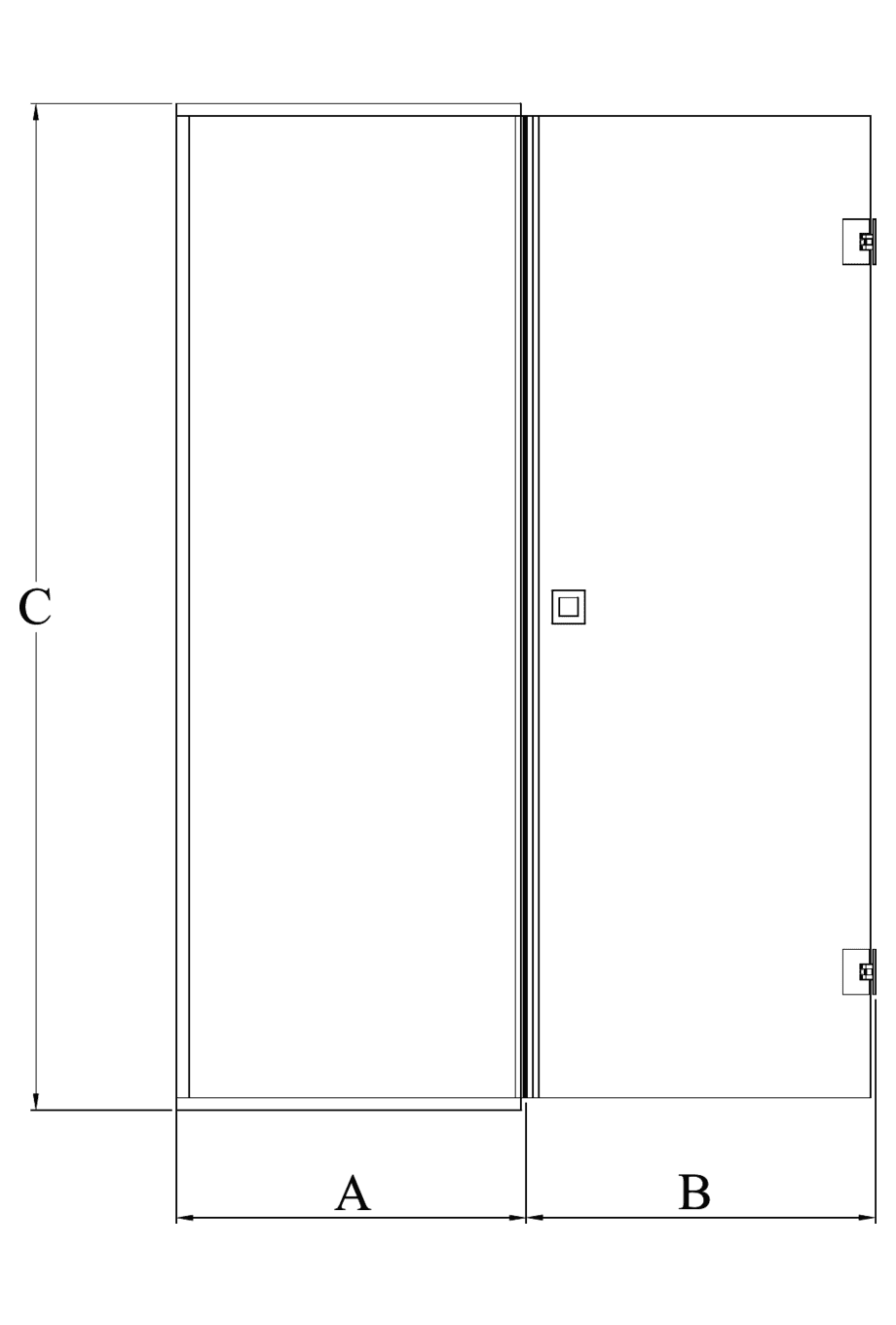 Alcove shower screen Hietakari Vetro 549 – dimension drawing Alcove shower screen Hietakari Vetro 549 – dimension drawing