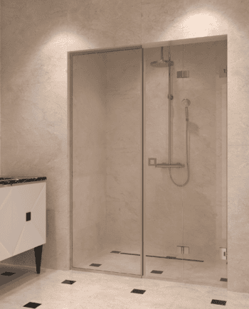 Alcove shower screen Hietakari Vetro 550, chrome fittings, clear glass