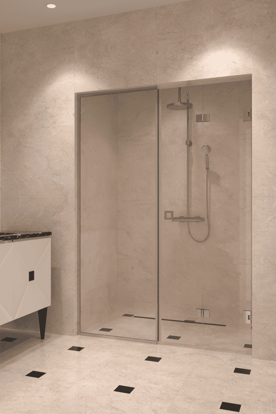 Alcove shower screen Hietakari Vetro 550, chrome fittings, clear glass Alcove shower screen Hietakari Vetro 550, chrome fittings, clear glass