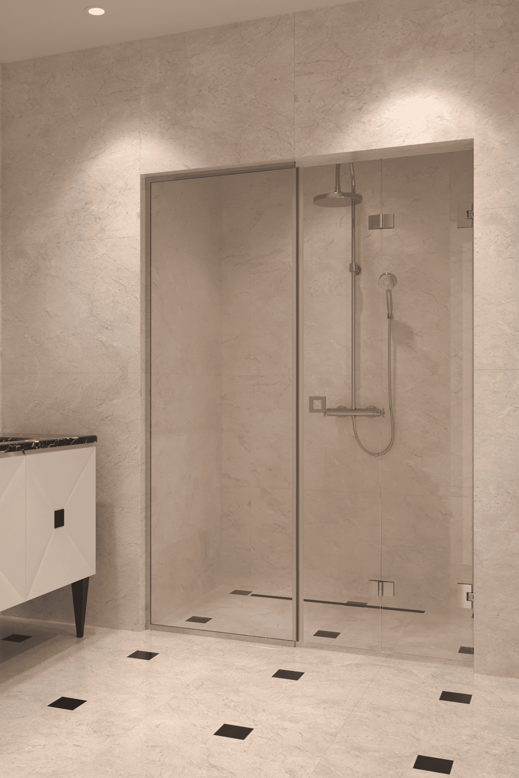 Alcove shower screen Hietakari Vetro 550, chrome fittings, clear glass Alcove shower screen Hietakari Vetro 550, chrome fittings, clear glass