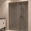 Alcove shower screen Hietakari Vetro 550, brass fittings, grey tinted glass Alcove shower screen Hietakari Vetro 550, brass fittings, grey tinted glass