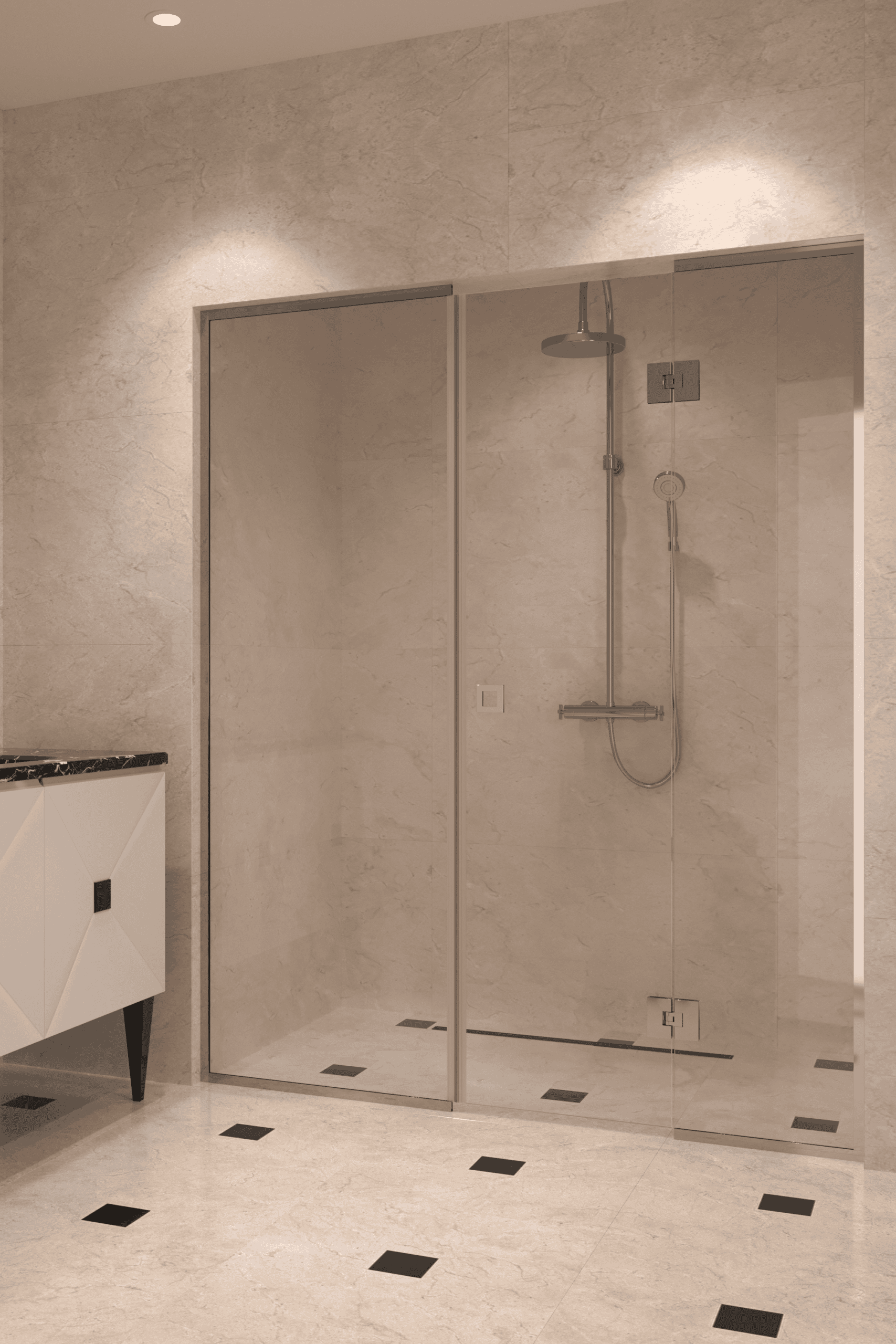 Alcove shower screen Hietakari Vetro 551, chrome fittings, clear glass Alcove shower screen Hietakari Vetro 551, chrome fittings, clear glass