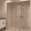 Alcove shower screen Hietakari Vetro 551, brass fittings, clear glass Alcove shower screen Hietakari Vetro 551, brass fittings, clear glass