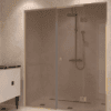 Alcove shower screen Hietakari Vetro 551, brass fittings, bronze tinted glass Alcove shower screen Hietakari Vetro 551, brass fittings, bronze tinted glass