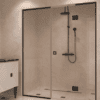 Alcove shower screen Hietakari Vetro 551, black fittings, clear glass Alcove shower screen Hietakari Vetro 551, black fittings, clear glass