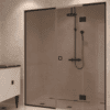 Alcove shower screen Hietakari Vetro 551, black fittings, bronze tinted glass Alcove shower screen Hietakari Vetro 551, black fittings, bronze tinted glass