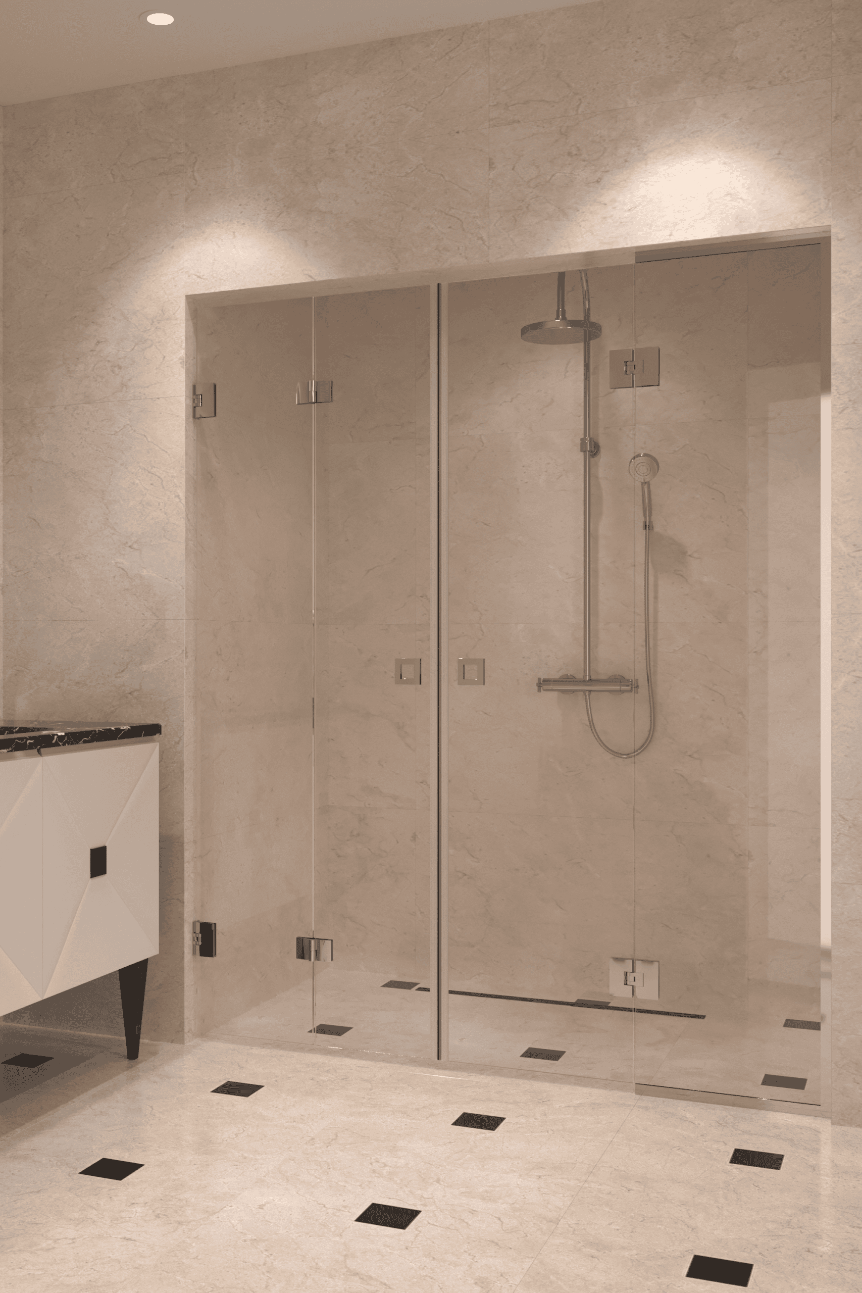 Alcove shower screen Hietakari Vetro 553, chrome fittings, clear glass Alcove shower screen Hietakari Vetro 553, chrome fittings, clear glass