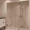 Alcove shower screen Hietakari Vetro 553, brass fittings, clear glass Alcove shower screen Hietakari Vetro 553, brass fittings, clear glass