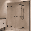 Alcove shower screen Hietakari Vetro 553, black fittings, clear glass Alcove shower screen Hietakari Vetro 553, black fittings, clear glass