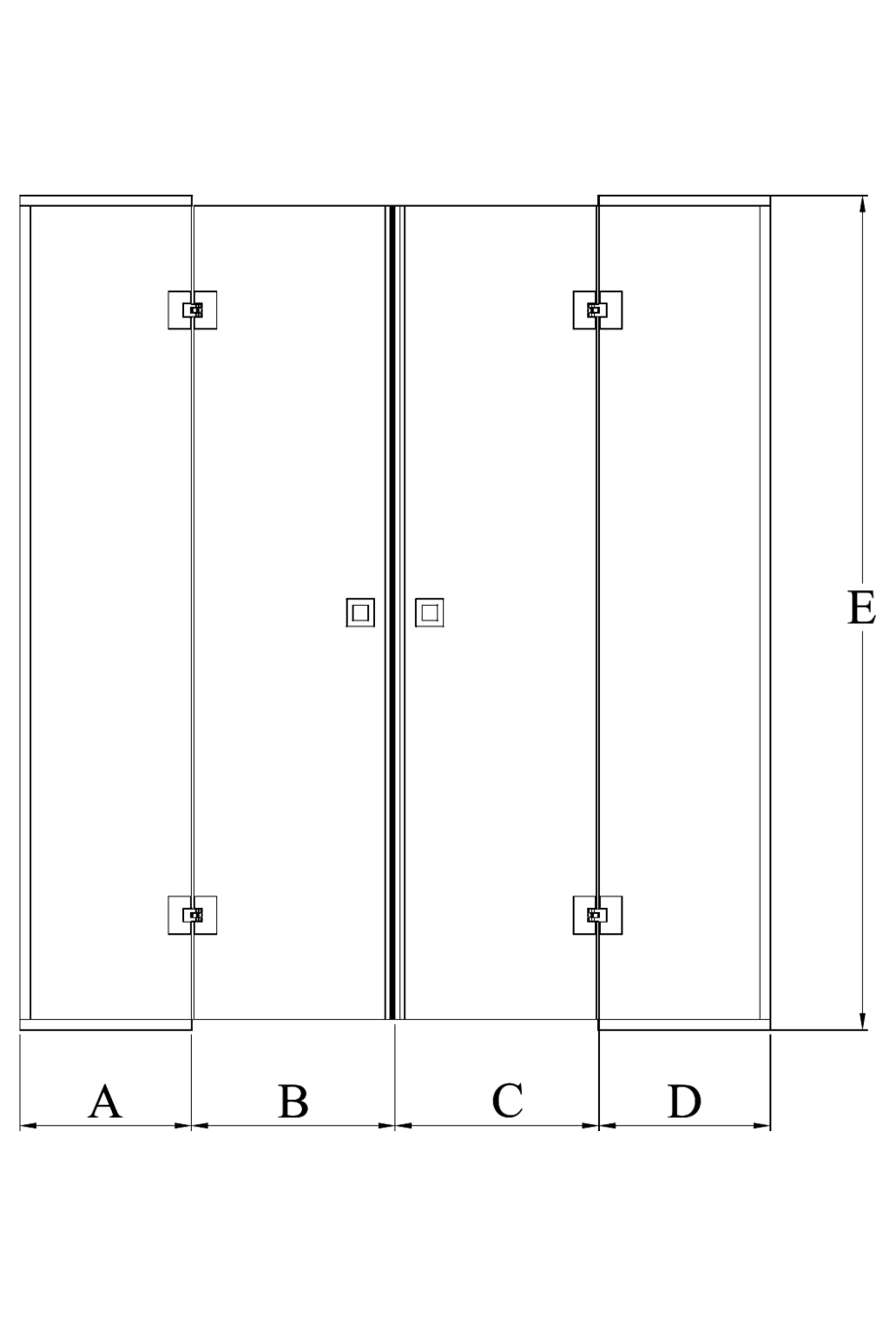 Alcove shower screen Hietakari Vetro 554 – dimension drawing Alcove shower screen Hietakari Vetro 554 – dimension drawing