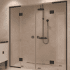 Alcove shower screen Hietakari Vetro 554, black fittings, clear glass Alcove shower screen Hietakari Vetro 554, black fittings, clear glass