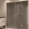 Alcove shower screen Hietakari Vetro 555, chrome fittings, grey tinted glass