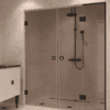 Alcove shower screen Hietakari Vetro 555, black fittings, bronze tinted glass