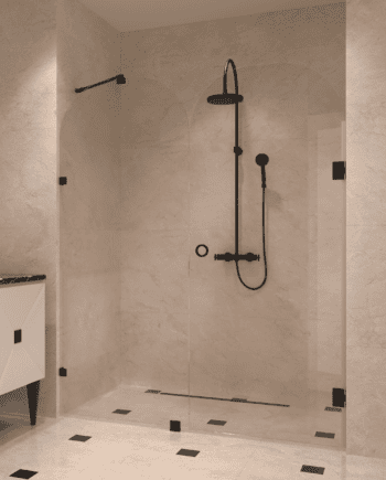 Alcove shower screen Hietakari Vetro 564, chrome fittings, clear glass
