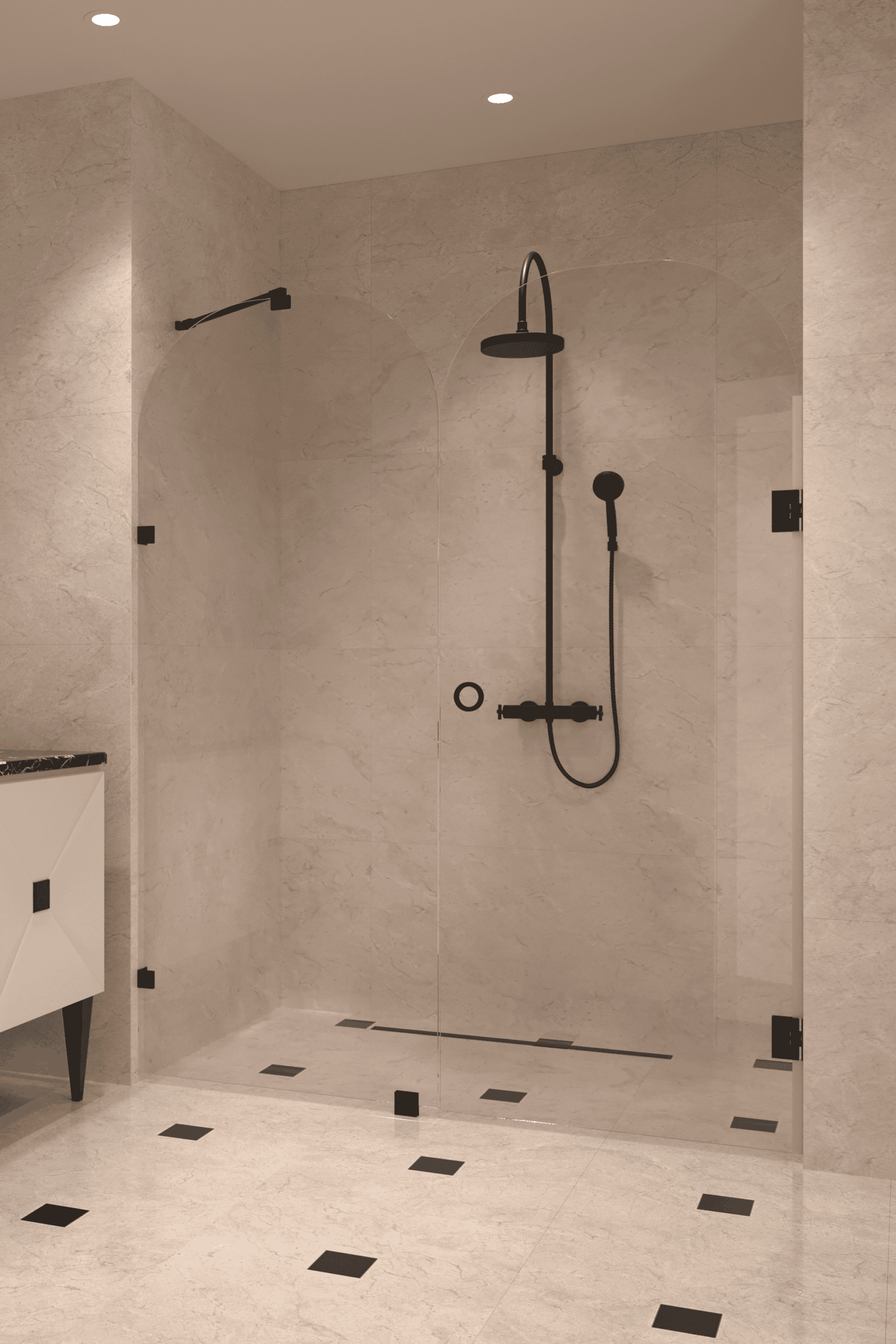 Alcove shower screen Hietakari Vetro 564, chrome fittings, clear glass Alcove shower screen Hietakari Vetro 564, chrome fittings, clear glass