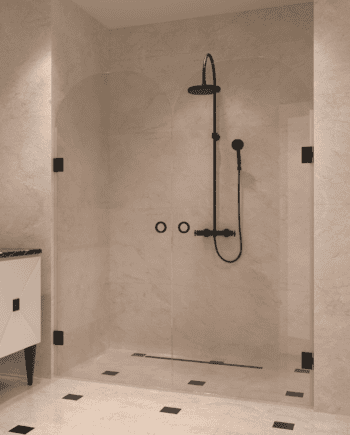 Alcove shower screen Hietakari Vetro 565, chrome fittings, clear glass