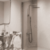 Hinged shower door Hietakari Forma 302, aluminium frame, bronze tinted glass Hinged shower door Hietakari Forma 302, aluminium frame, bronze tinted glass