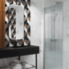 Hinged shower door Hietakari Forma 302, aluminium frame, reeded glass Hinged shower door Hietakari Forma 302, aluminium frame, reeded glass