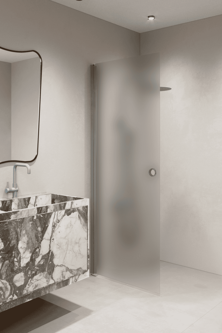 Hinged shower door Hietakari Forma 302, aluminium frame, satin frosted glass Hinged shower door Hietakari Forma 302, aluminium frame, satin frosted glass