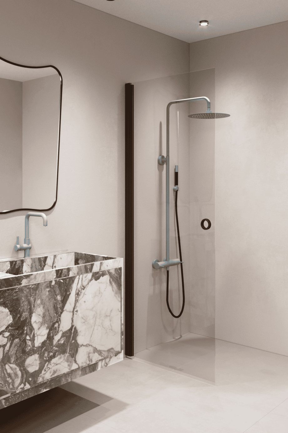 Hinged shower door Hietakari Forma 302, Cocoa frame, super bright glass Hinged shower door Hietakari Forma 302, Cocoa frame, super bright glass