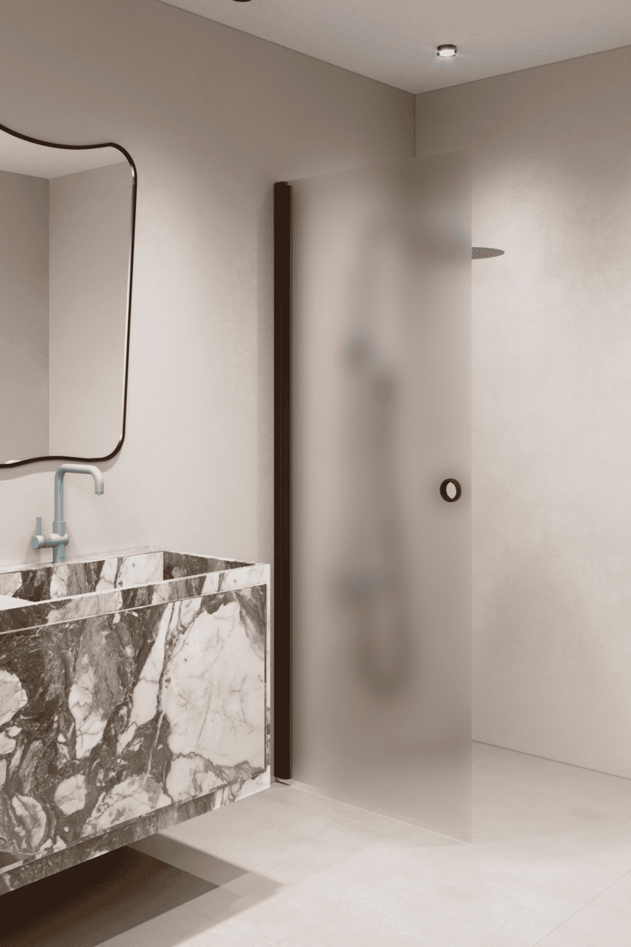 Hinged shower door Hietakari Forma 302, Cocoa frame, super bright satin glass Hinged shower door Hietakari Forma 302, Cocoa frame, super bright satin glass