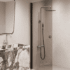 Hinged shower door Hietakari Forma 302, black frame, bronze tinted glass Hinged shower door Hietakari Forma 302, black frame, bronze tinted glass