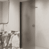 Hinged shower door Hietakari Forma 302, black frame, brown satin glass Hinged shower door Hietakari Forma 302, black frame, brown satin glass
