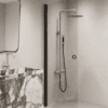 Hinged shower door Hietakari Forma 302, black frame, super bright glass Hinged shower door Hietakari Forma 302, black frame, super bright glass