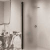 Hinged shower door Hietakari Forma 302, black frame, super bright satin glass Hinged shower door Hietakari Forma 302, black frame, super bright satin glass