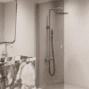 Hinged shower door Hietakari Forma 302, Sand frame, grey tinted glass Hinged shower door Hietakari Forma 302, Sand frame, grey tinted glass