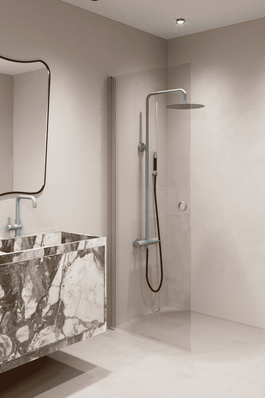 Hinged shower door Hietakari Forma 302, Sand frame, super bright glass Hinged shower door Hietakari Forma 302, Sand frame, super bright glass
