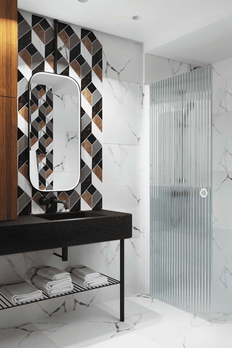 Hinged shower door Hietakari Forma 302, white frame, reeded glass Hinged shower door Hietakari Forma 302, white frame, reeded glass