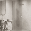 Hinged shower door Hietakari Forma 302, white frame, satin frosted glass Hinged shower door Hietakari Forma 302, white frame, satin frosted glass