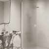 Hinged shower door Hietakari Forma 302, white frame, super bright satin glass Hinged shower door Hietakari Forma 302, white frame, super bright satin glass