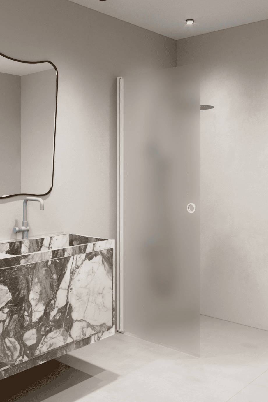 Hinged shower door Hietakari Forma 302, white frame, super bright satin glass Hinged shower door Hietakari Forma 302, white frame, super bright satin glass