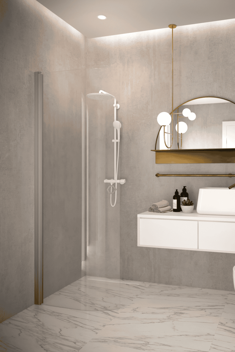 Curved hinged shower door Hietakari Forma 306 – 4