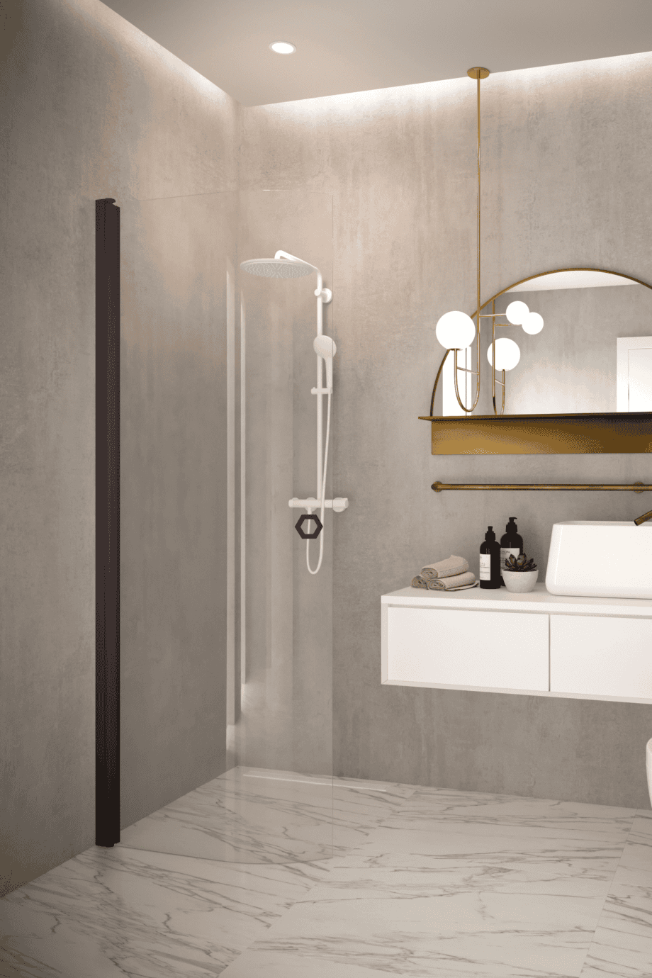 Curved hinged shower door Hietakari Forma 306 – 8