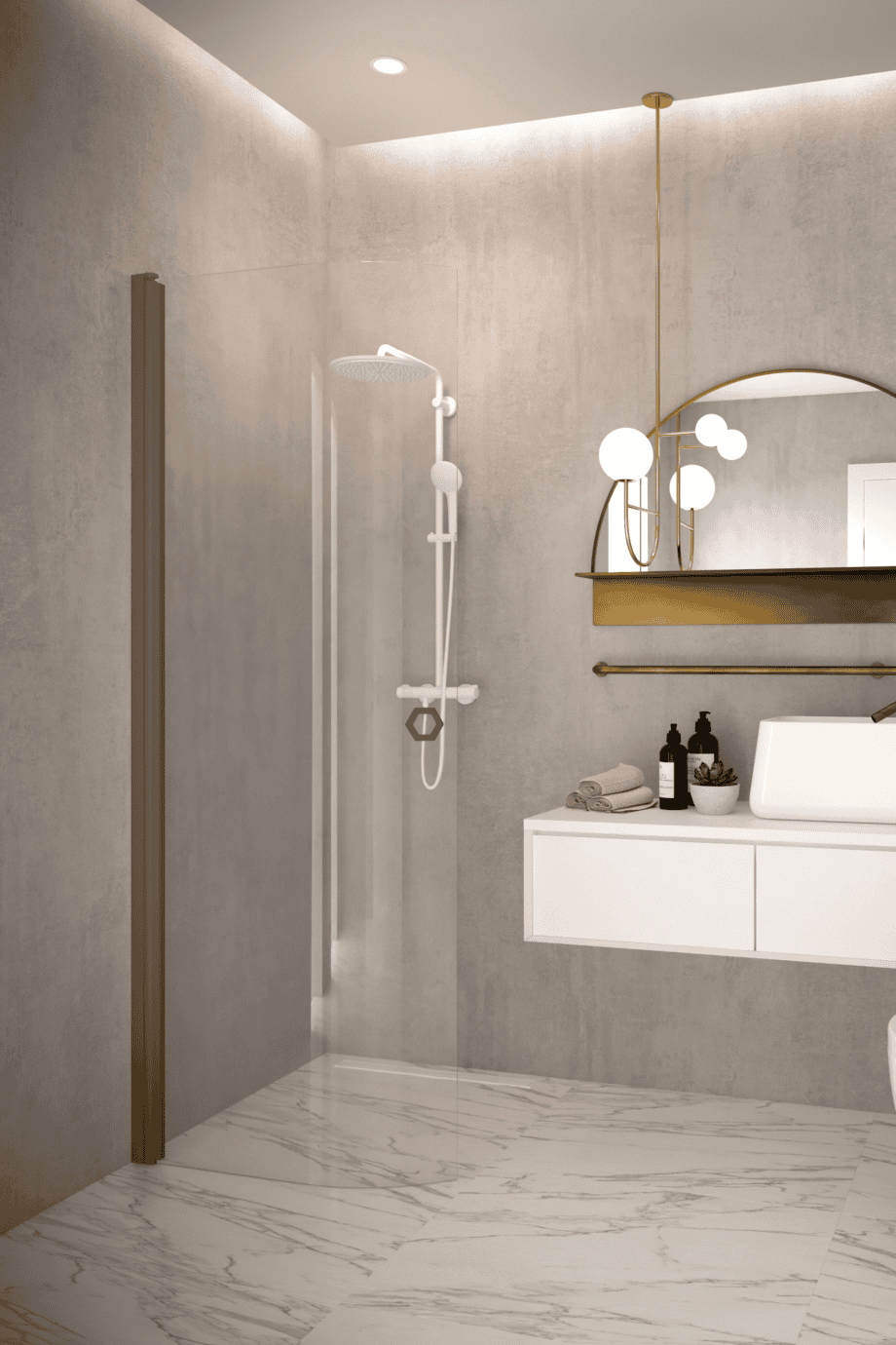 Curved hinged shower door Hietakari Forma 306 – 7
