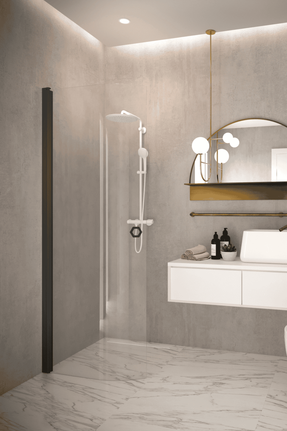 Curved hinged shower door Hietakari Forma 306 – 5
