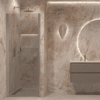 Hinged shower door with wall magnet Hietakari Forma 382, aluminium frame, grey tinted glass