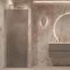 Hinged shower door with wall magnet Hietakari Forma 382, aluminium frame, grey satin glass