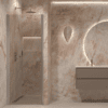 Hinged shower door with wall magnet Hietakari Forma 382, aluminium frame, bronze tinted glass